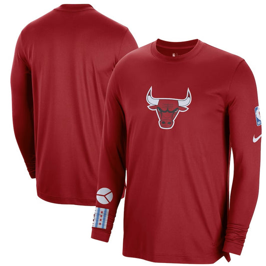 Chicago Bulls Nike Red 2022/23 City Edition Pregame Warmup Long Sleeve Shooting Shirt