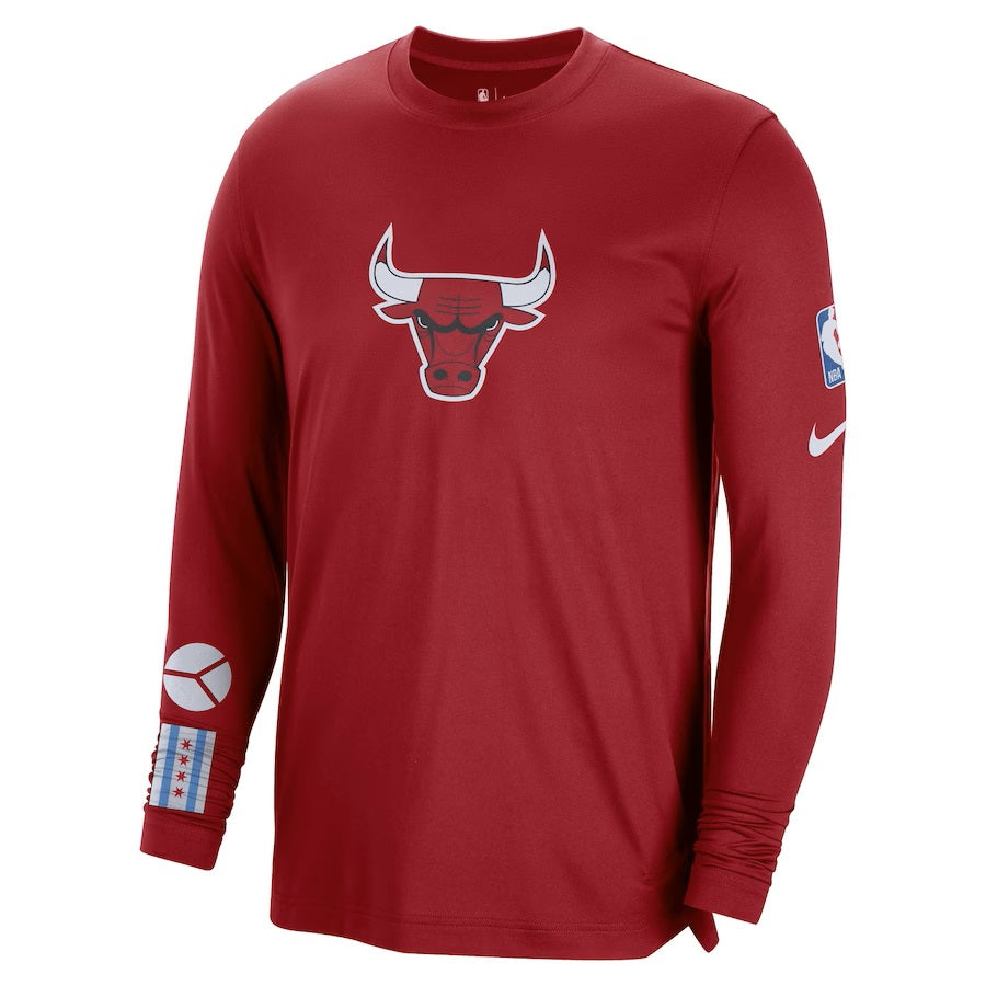 Chicago Bulls Nike Red 2022/23 City Edition Pregame Warmup Long Sleeve Shooting Shirt