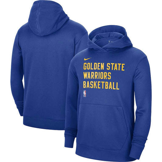 Golden State Warriors Nike Royal 2023/24 Performance Spotlight On-Court Practice Pullover Hoodie