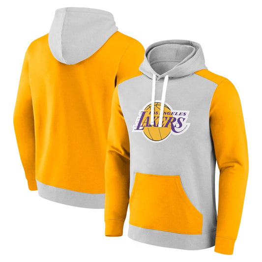 Los Angeles Lakers Fanatics Branded Gray/Gold Arctic Colorblock Pullover Hoodie