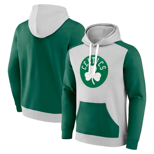 Men's Boston Celtics Fanatics Branded Gray/Kelly Green Arctic Colorblock Pullover Hoodie