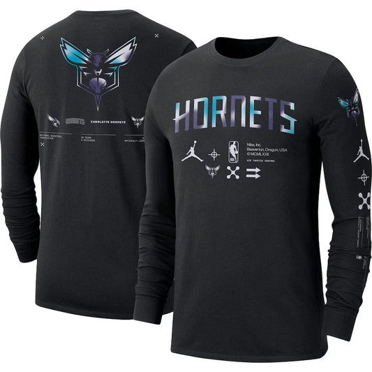 Charlotte Hornets Jordan Brand Black Essential Air Traffic Control Long Sleeve T-Shirt