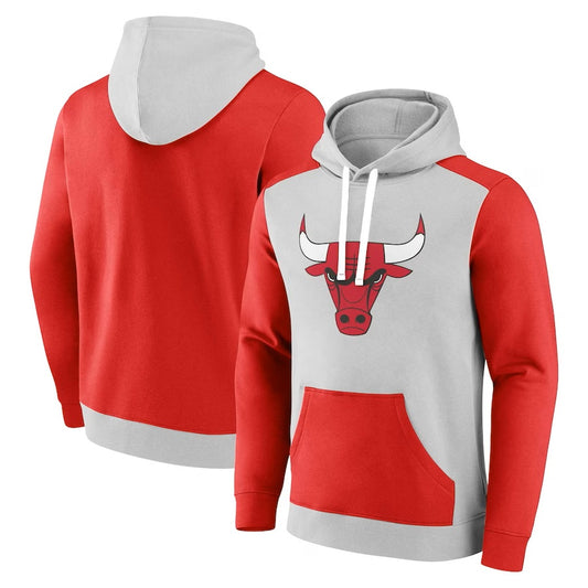 Chicago Bulls Fanatics Branded Gray/Red Arctic Colorblock Pullover Hoodie