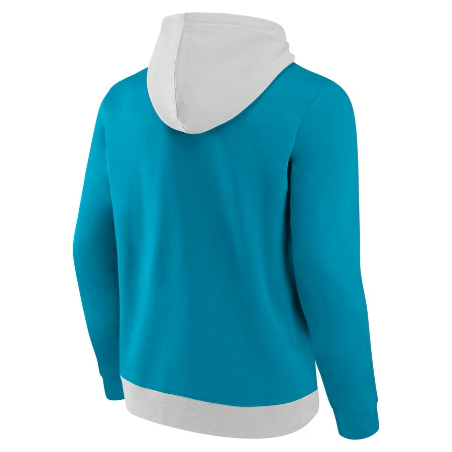Charlotte Hornets Fanatics Branded Gray/Teal Arctic Colorblock Pullover Hoodie