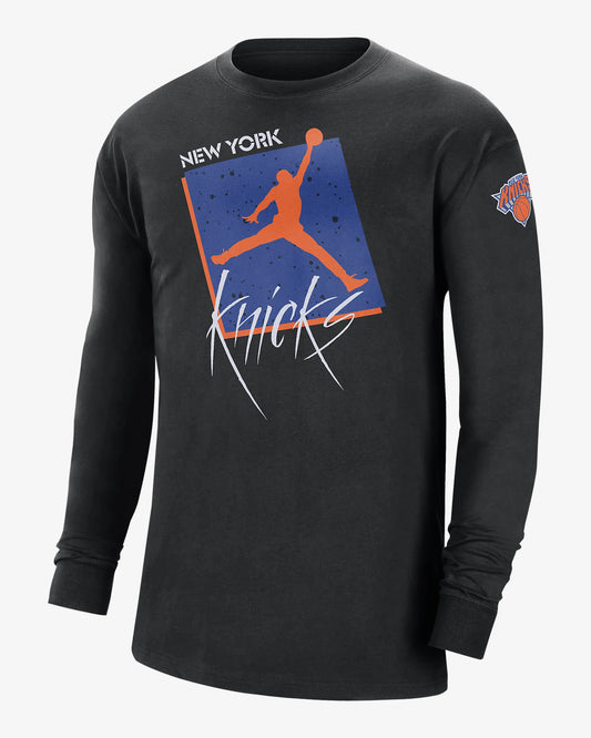 New York Knicks Courtside Statement Edition Men's Jordan Max90 NBA Long-Sleeve T-Shirt